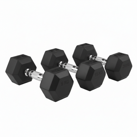 KIT 13 PAIRES D'HALTÈRES HEXAGONALES DE 5 À 35 KG + RACK 3 ETAGES NEUFS